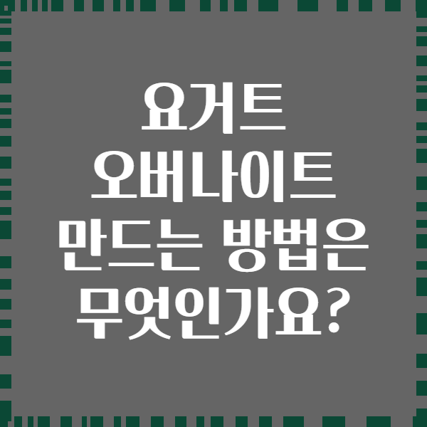요거트 오버나이트 만드는 방법은 무엇인가요?