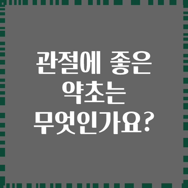관절에 좋은 약초는 무엇인가요?