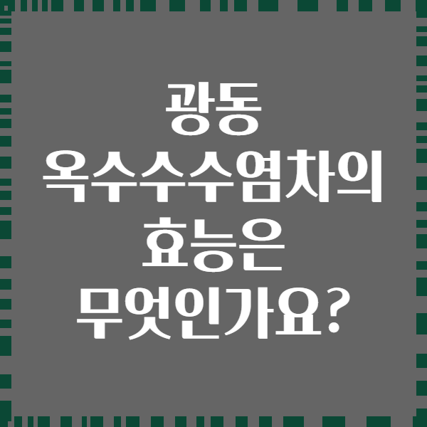 광동 옥수수수염차의 효능은 무엇인가요?