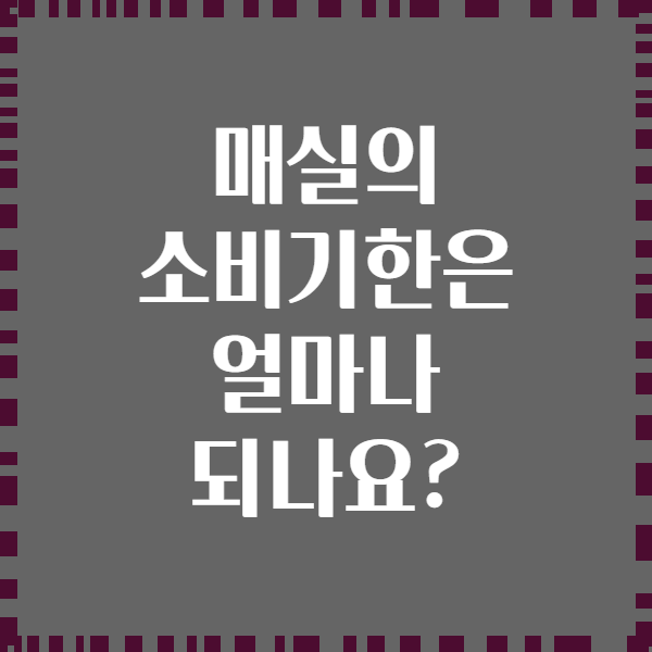 매실의 소비기한은 얼마나 되나요?