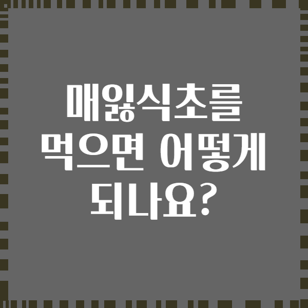 매잃식초를 먹으면 어떻게 되나요?