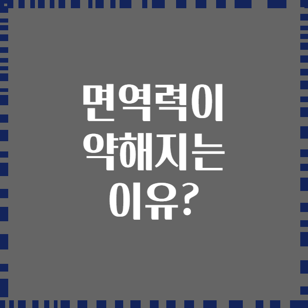 면역력이 약해지는 이유?