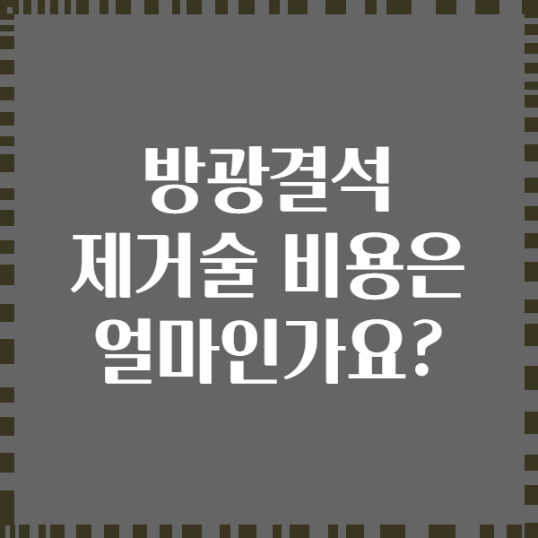 방광결석 제거술 비용은 얼마인가요?