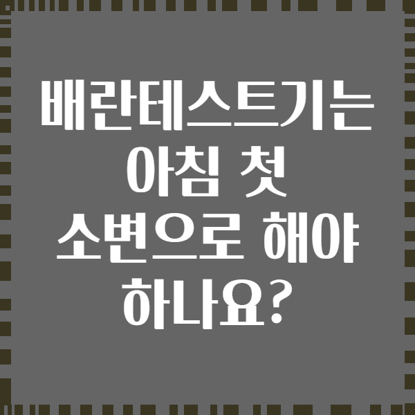 배란테스트기는 아침 첫 소변으로 해야 하나요?