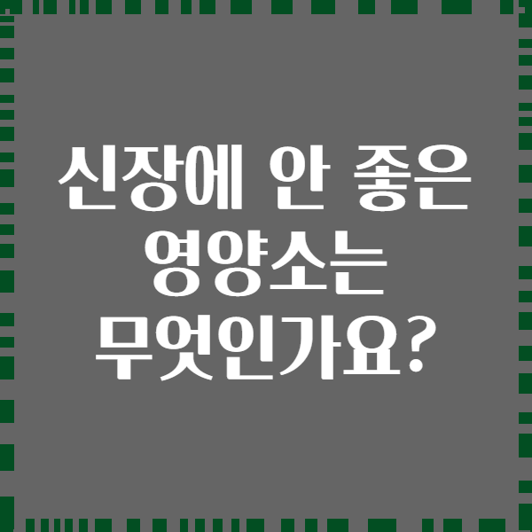 신장에 안 좋은 영양소는 무엇인가요?