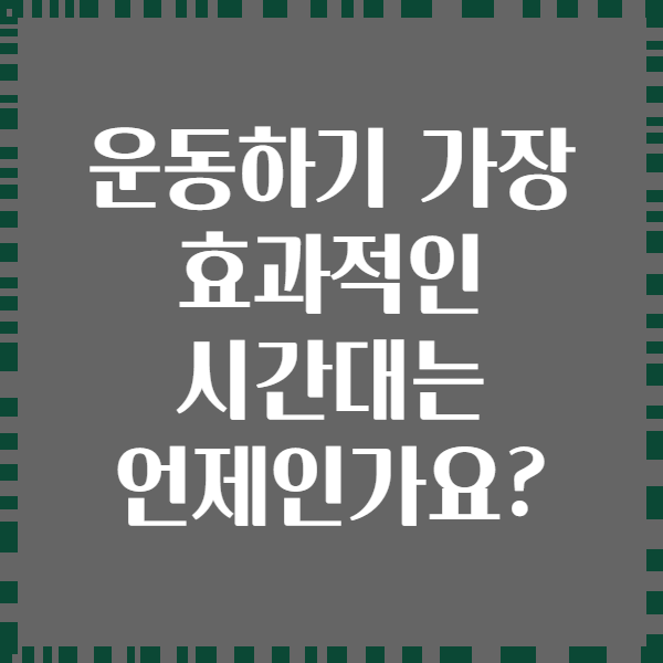 운동하기 가장 효과적인 시간대는 언제인가요?