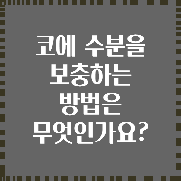 코에 수분을 보충하는 방법은 무엇인가요?
