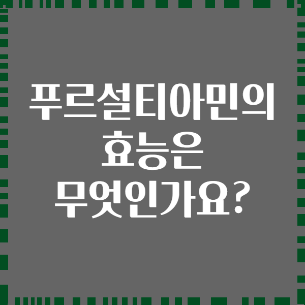 푸르설티아민의 효능은 무엇인가요?
