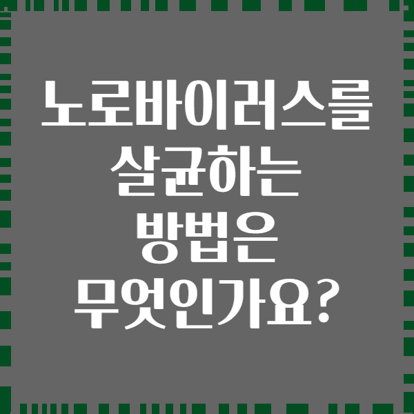 노로바이러스를 살균하는 방법은 무엇인가요?