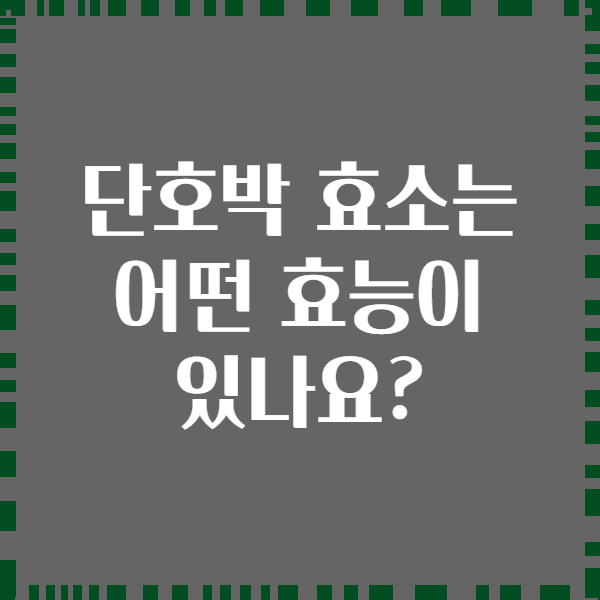 단호박 효소는 어떤 효능이 있나요?