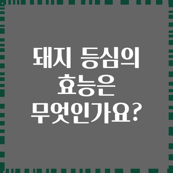 돼지 등심의 효능은 무엇인가요?