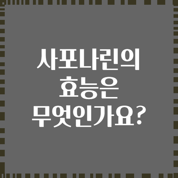 사포나린의 효능은 무엇인가요?