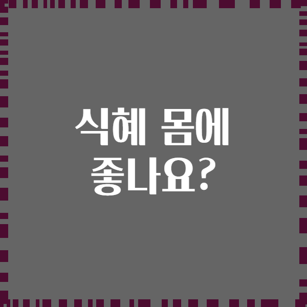 식혜 몸에 좋나요?