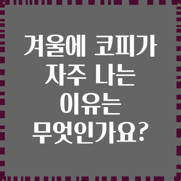 겨울에 코피가 자주 나는 이유는 무엇인가요?