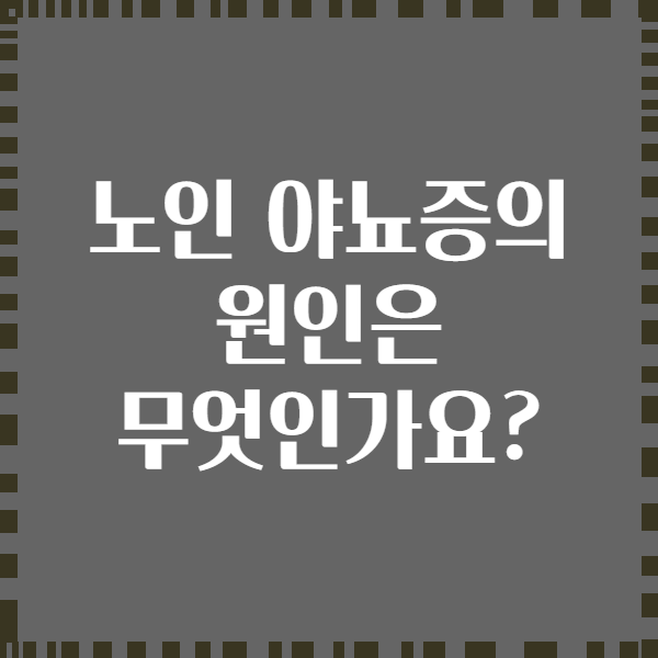노인 야뇨증의 원인은 무엇인가요?