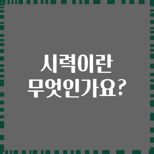 시력이란 무엇인가요?