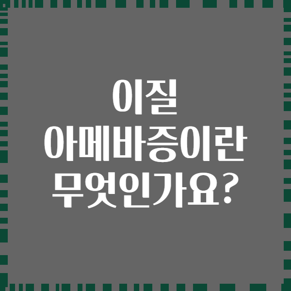 이질 아메바증이란 무엇인가요?