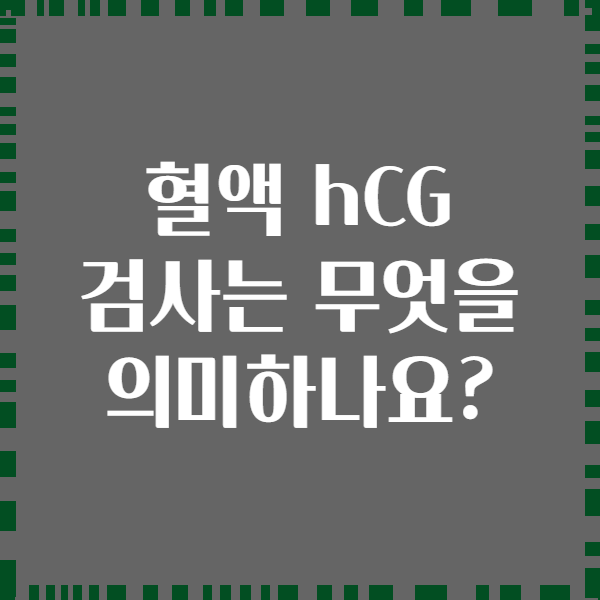 혈액 hCG 검사는 무엇을 의미하나요?